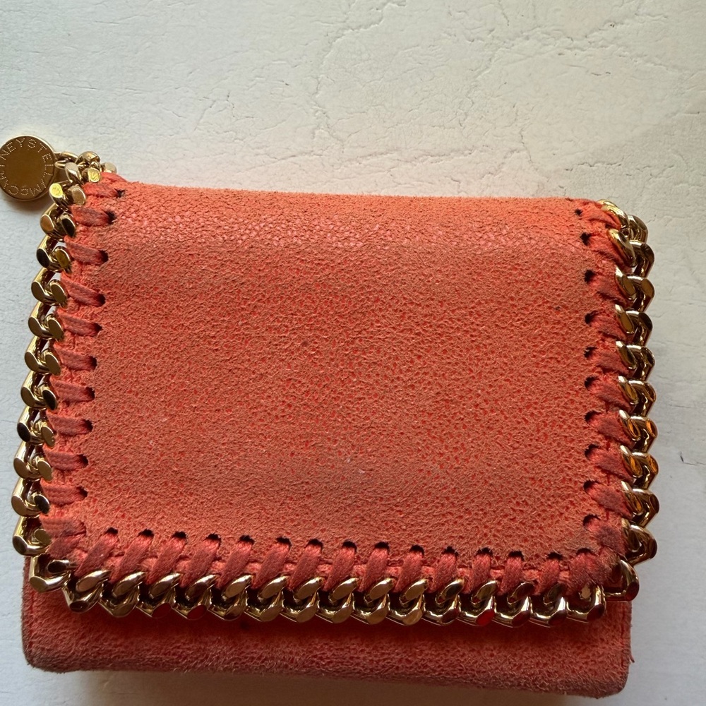 Stella McCartney Orange Wallet with Gold Accents